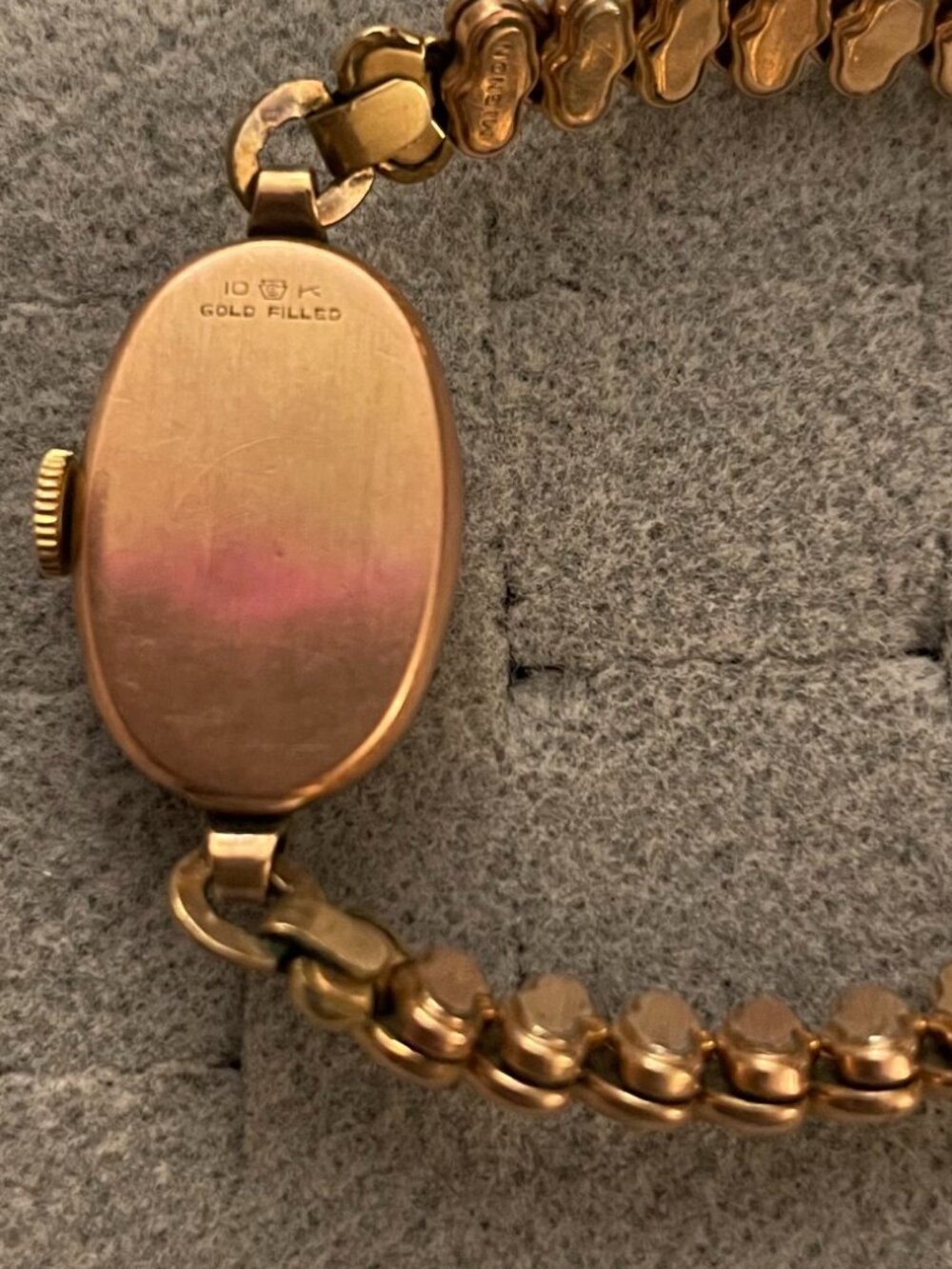 Vintage Gold Watch Elgin 1940s Deco Mid Century 10k Gold Filled Not Working - Picture 8 of 9